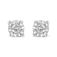 10K Yellow Gold Plated .925 Sterling Silver 1/10 Cttw Round Brilliant-Cut Diamond Miracle-Set Stud Earrings (J-K Color, I3 Clarity)