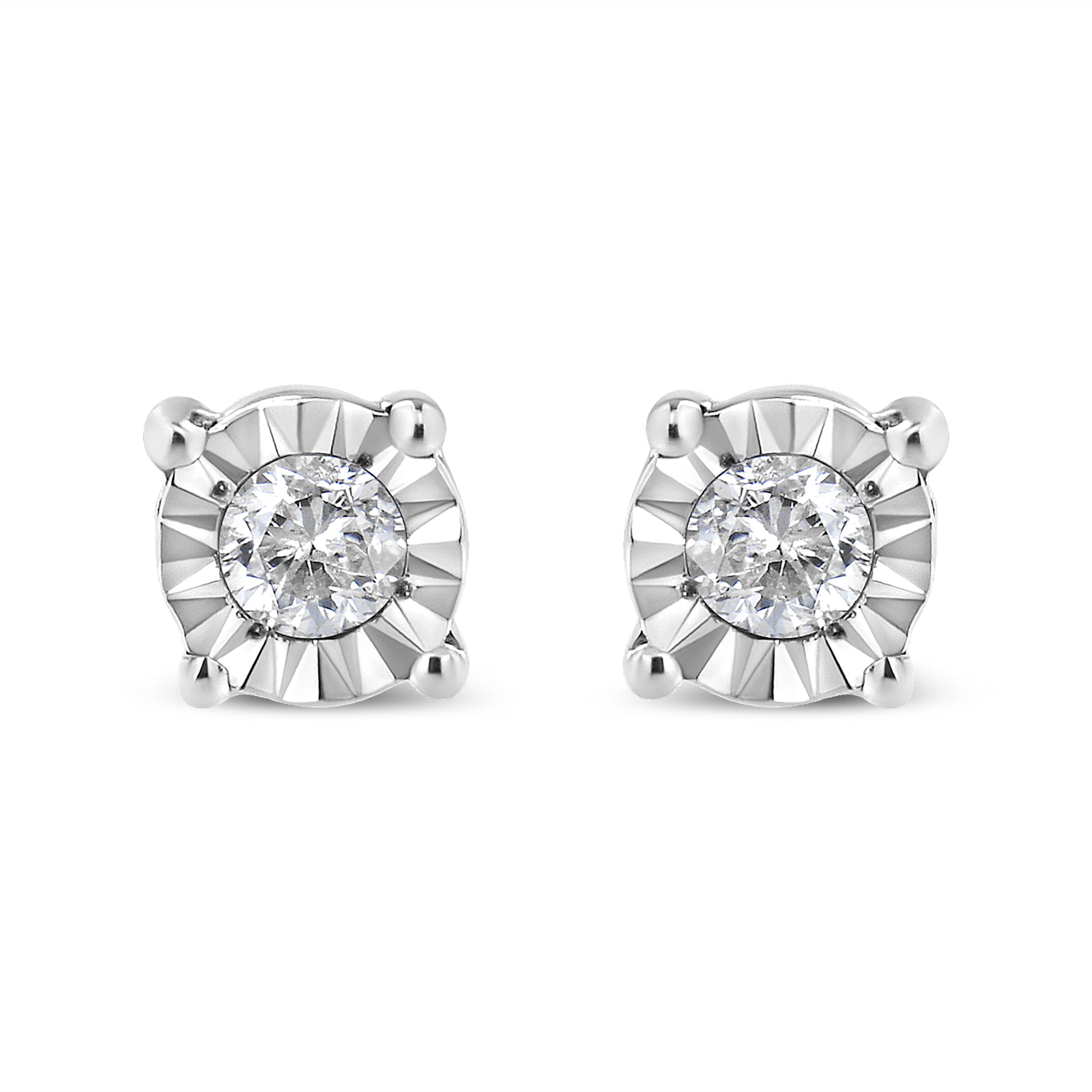10K Yellow Gold Plated .925 Sterling Silver 1/10 Cttw Round Brilliant-Cut Diamond Miracle-Set Stud Earrings (J-K Color, I3 Clarity)