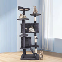 Ultimate 54-Inch Double Condo Cat Tree Tower with Scratching Post & Cozy Perch for Indoor Cats - Stylish Ashy Design - BIG FRENCHIES