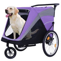 2-in-1 Bike Trailer & Push Cart for Pets - Detachable Bike Hitch & Push Handle Included - Quick Release Wheel, Internal 