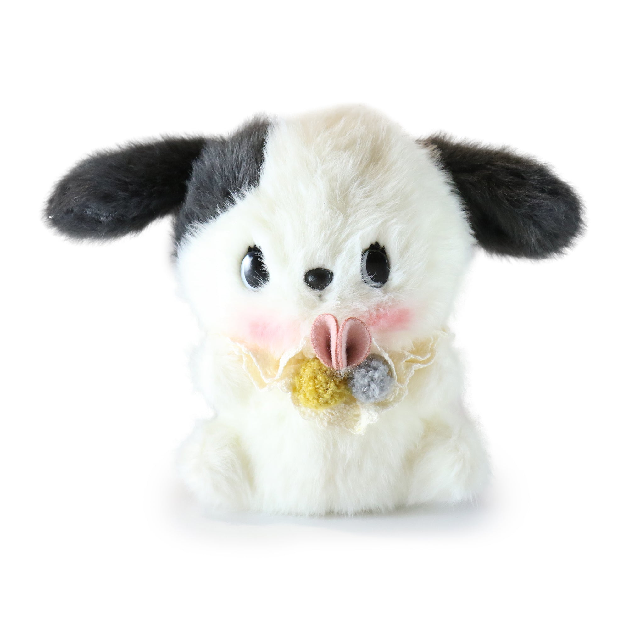 5-inch Black and White Dog with Flower Bow