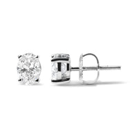 14K White Gold 2.0 Cttw Prong Set Lab Grown Oval Diamond Solitaire Stud Earring (F-G Color, VS1-VS2 Clarity)