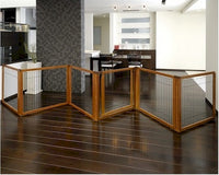 Richell 6 Panel Convertible Elite Pet Gate in Black - Freestanding Gate, Room Divider or Pet Pen with Lockable Door