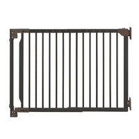Richell Expandable Walk Thru Pet Gate in Coffee Bean - Wall-Mounted Hardwood Gate for 31.5 to 47.2 Inch Openings