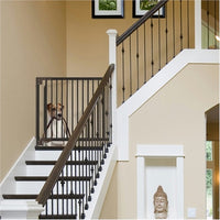 Richell Expandable Walk Thru Pet Gate in Coffee Bean - Wall-Mounted Hardwood Gate for 31.5 to 47.2 Inch Openings