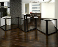 Richell 6 Panel Convertible Elite Pet Gate in Black - Freestanding Gate, Room Divider or Pet Pen with Lockable Door
