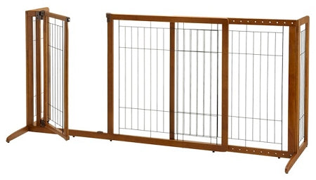 Richell Deluxe Freestanding Pet Gate Medium with Walk-Thru Door - Fits 61.8 to 90.2 Inch Openings, 28.1 Inch High