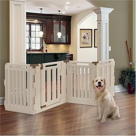 Richell Convertible Indoor Outdoor 4 Panel Pet Playpen - 3-in-1 Plastic Playpen, Gate and Divider for Pets 6 to 40 lb