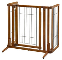 Richell Premium Plus Freestanding Pet Gate with Door - 32 Inch High, Adjustable Side Panels, Fits 34 to 63 Inch Openings