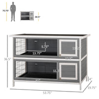 PawHut 54 2-Story Large Rabbit Hutch Bunny Cage Wooden Pet House Small Animal Habitat With Lockable Doors, No Leak Tray 