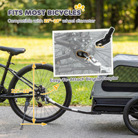 Dog Bike Trailer for Small & Medium Dogs, Universal Bicycle Coupler, Flip-Down Ramp Tailgate, Gray
