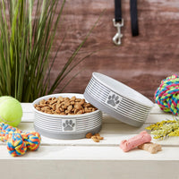 Paw & Patch Ceramic Pet Collection, Medium Set, 6X2", Gray, 2 Piece - BIG FRENCHIES