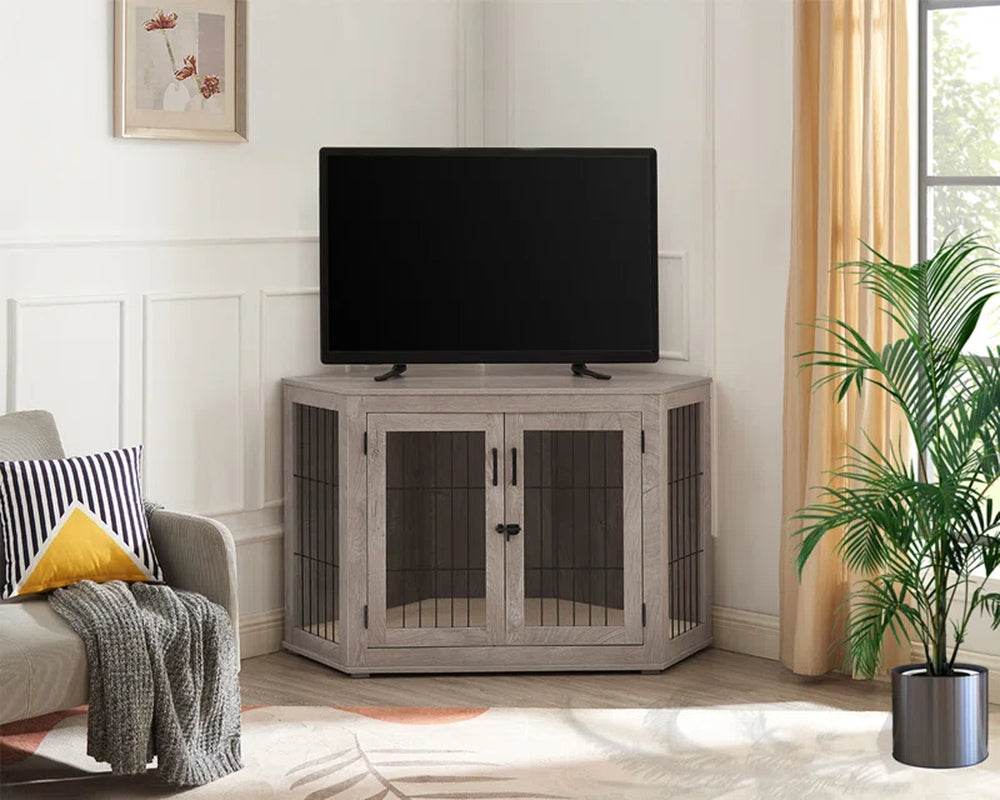 Dereham Furniture Corner Dog Crate with Cushion - BIG FRENCHIES