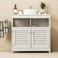 Wall Mounted Sink Plumbing Under Sink Storage Cabinet With 2 Doors Open Shelf U Shape Cut Out Wall Mounted Drainage Bath