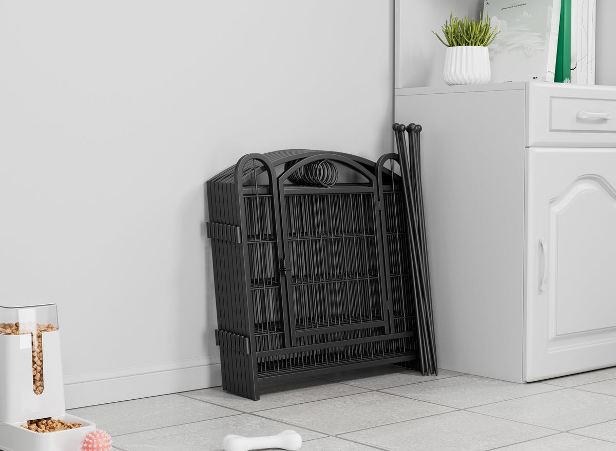 Dog Playpen Indoor 24 inch 8 Panels Metal Dog Pen Pet Dog Fence Outdoor Exercise Pen with Doors, Heavy Duty Dog Fence Pu