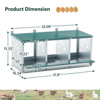 3 Room Metal Chicken Nesting Boxes 3 Compartment Egg Coop