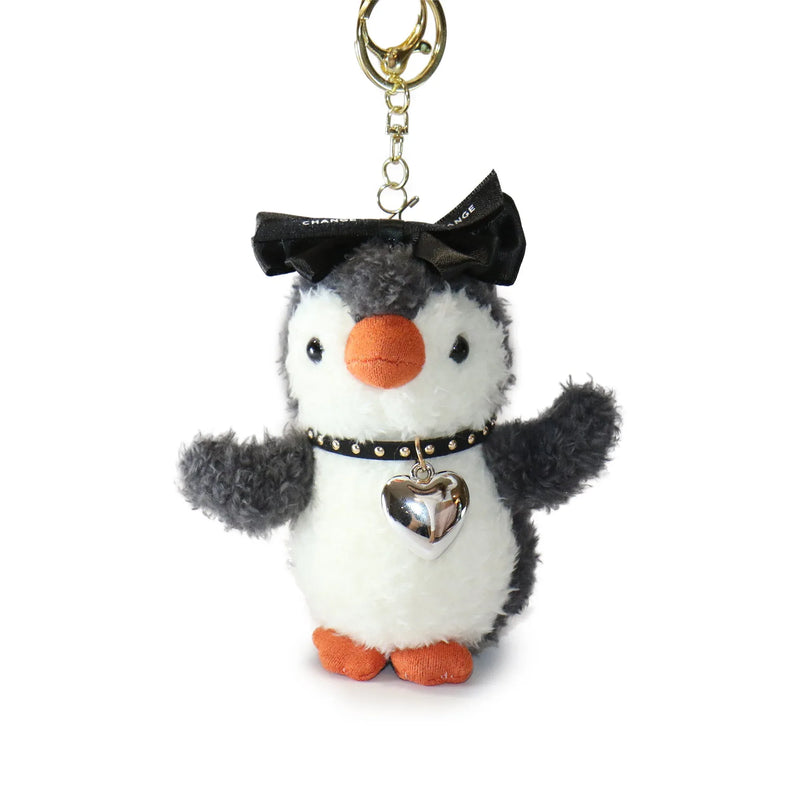4-inch Fritter Penguin white Black Bow and Heart Charm - BIG FRENCHIES