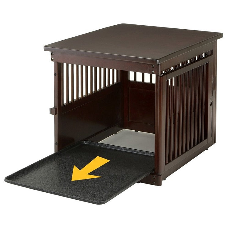 Richell End Table Dog Crate Large - All-Wood Furniture Style Crate for Dogs up to 88 lb, Dark Brown Finish