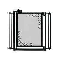 Richell One-Touch Metal Mesh Pet Gate in Black - Tension Mount Gate for 32.5 to 36.5 Inch Openings, Dogs 8.8-44 lb