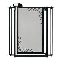 Richell Tall One-Touch Metal Mesh Pet Gate in Black - 40 Inch High Tension Mount Gate for Dogs 8.8 to 88 lb