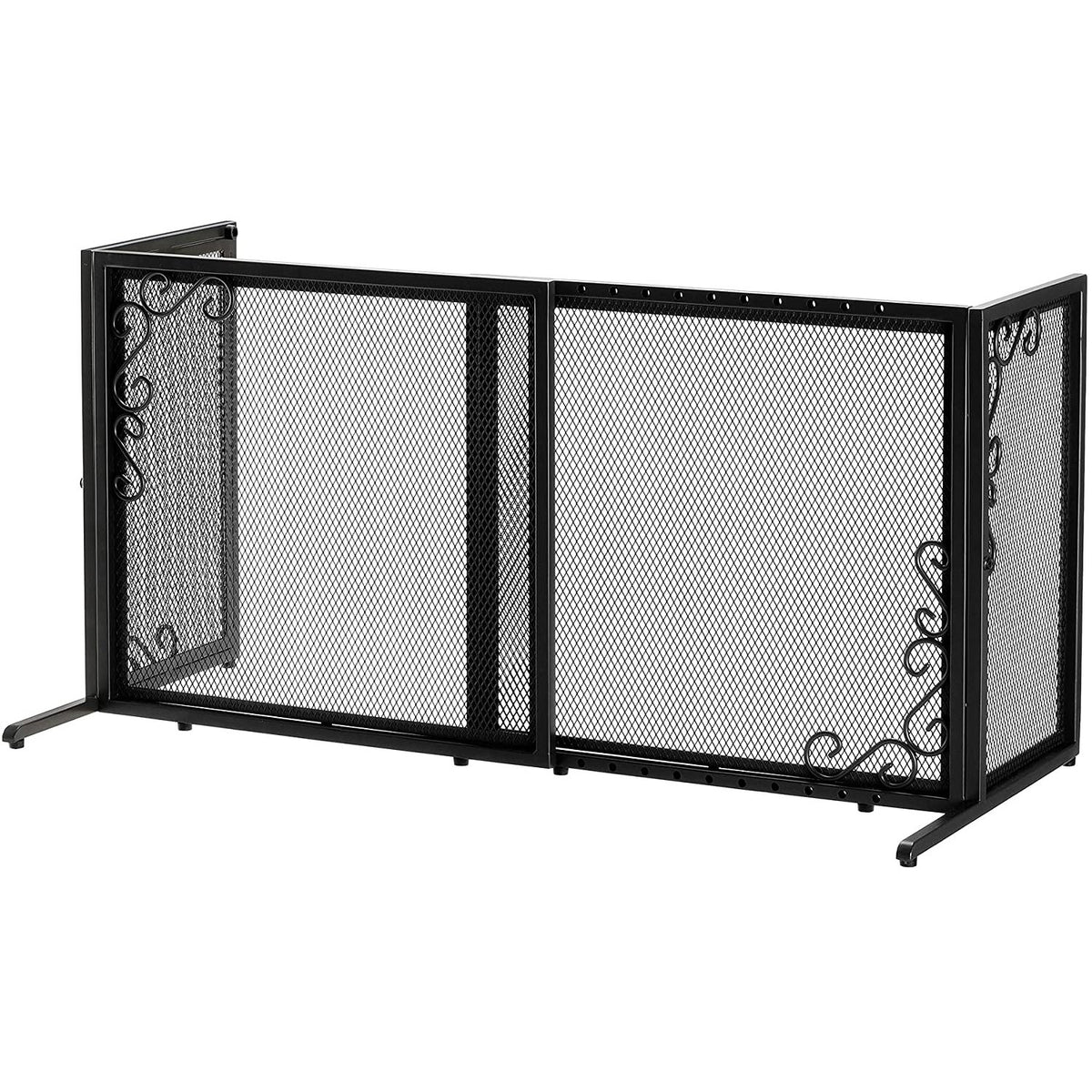 Richell Small Freestanding Metal Mesh Pet Gate in Black - 20 Inch Step-Over Gate, Expands 26 to 40 Inches
