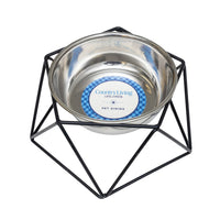 Country Living Elevated Single Dog Bowl Feeder – Geometric Design with Removable Stainless Steel Bowl - BIG FRENCHIES