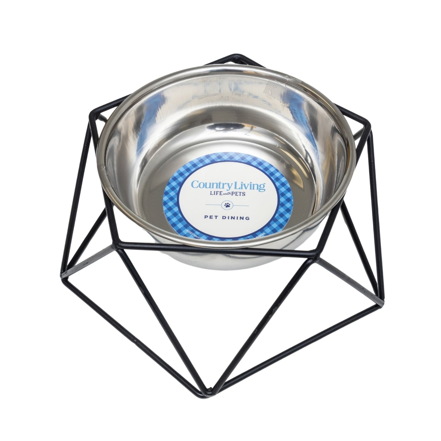Country Living Elevated Single Dog Bowl Feeder – Geometric Design with Removable Stainless Steel Bowl - BIG FRENCHIES