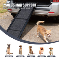 Dog Ramp For Car 65x17 Large Folding Pet Stair Ramps For Truck, SUV, With Non-Slip Surface, Up To 250LBS, Outdoor Dog Ca