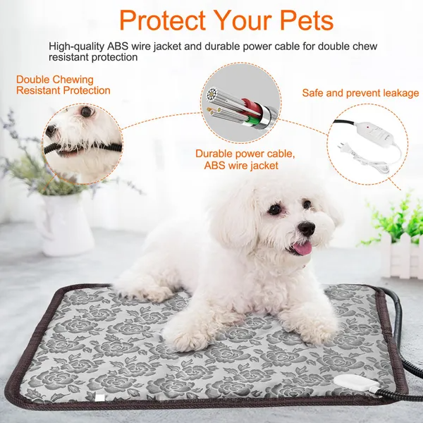 Pet Heating Pad Dog Cat Electric Heating Mat Waterproof Adjustable Warming Blanket