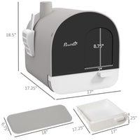 Cat Litter Box with Lid with Scoop and Filter, Light Gray