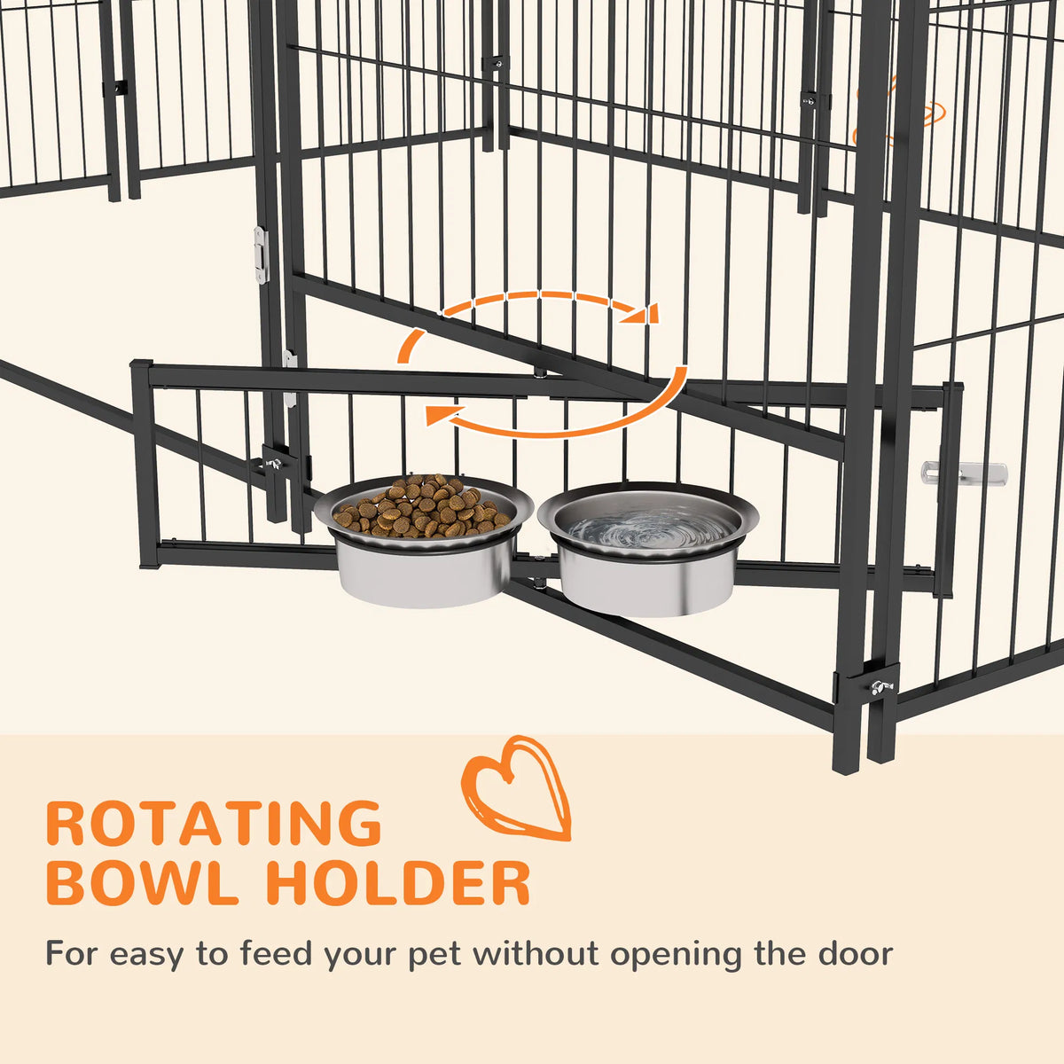 6.9' x 4.6' x 5' Outdoor Dog Kennel with Canopy, Rotating Bowls, Coffee