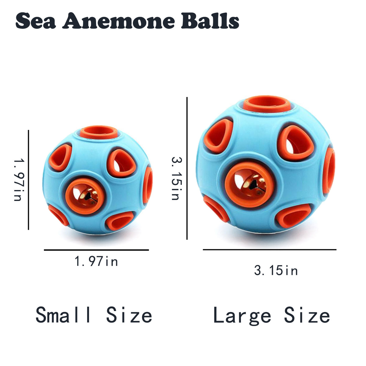 Dog Rubber Ball With Bell Sound, 2-Pack, Interactive Pet Chew Toy For Puppies And Small Dogs.Please Note That Both Items
