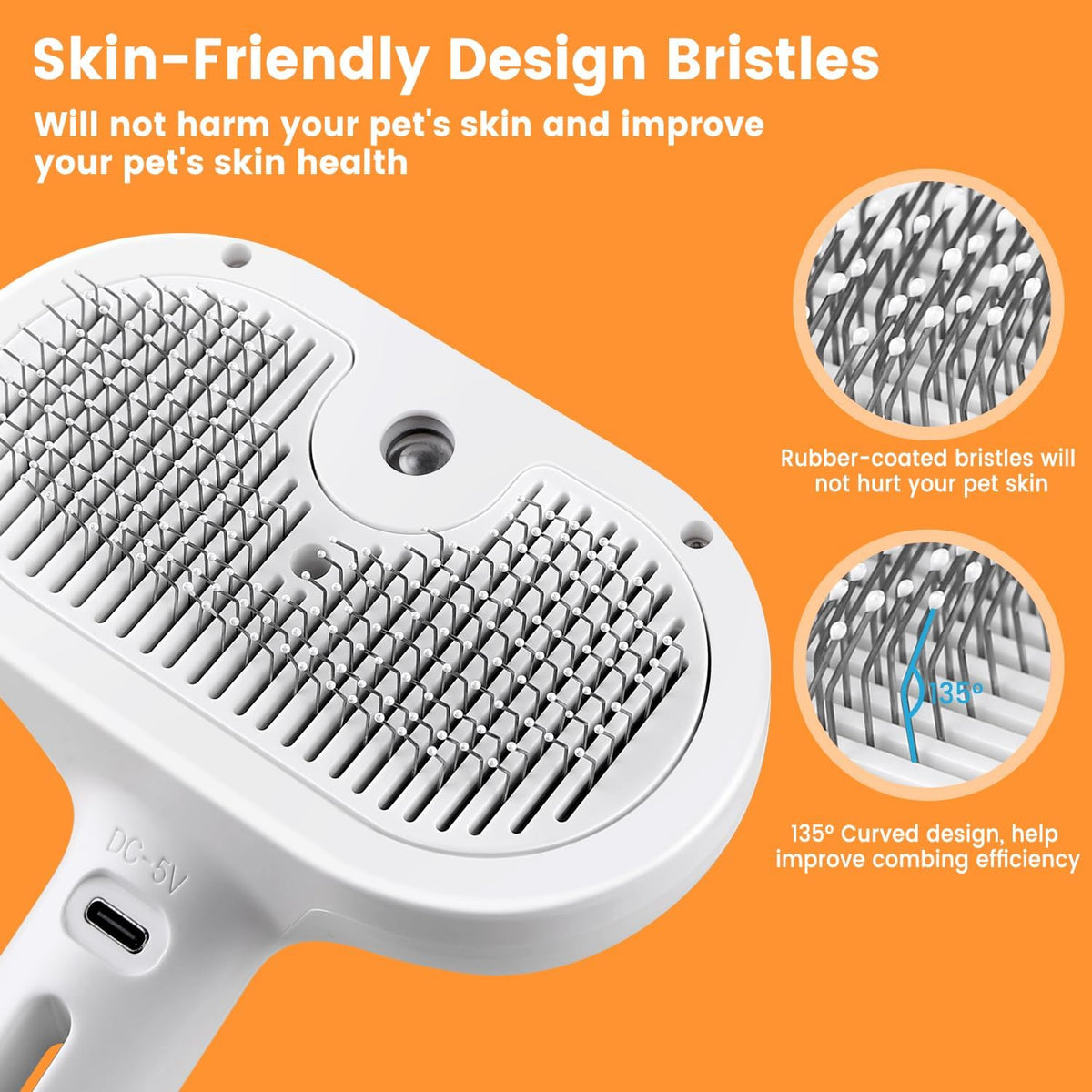 3 In 1 Cat Steam Brush, Pet Steam Brush For Cat Dog Long Short Haired, Pet Spray Hair Removal Comb For Small Animals She