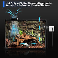 Reptile Thermometer Hygrometer Ventilation Fan Digital Tank Monitor