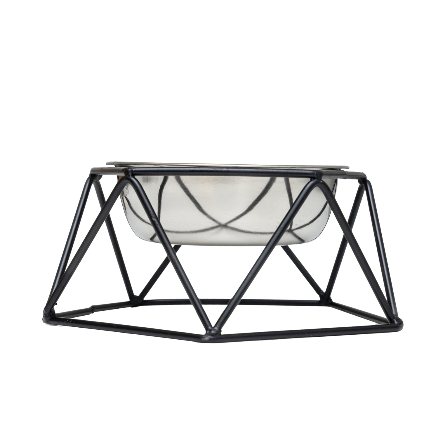 Country Living Elevated Single Dog Bowl Feeder – Geometric Design with Removable Stainless Steel Bowl - BIG FRENCHIES