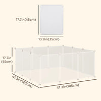 Small Animal Cage Plastic Chinchilla Cage 12 Panels for Bunny Chinchilla Guinea Pig, 18" x 14", White