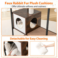 Stylish Wood-Metal Cat Tree - 33 lbs Per Layer Capacity, 2 Private Condos + 2 Relaxation Platforms, Complements Room Dec
