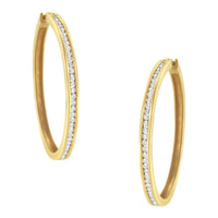 14K Yellow Gold 1.0 Cttw Round Brilliant Cut Diamond Channel Set Circle Hoop Earrings (I-J Color, I1-I2 Clarity)