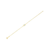 14k Yellow Gold MOP Evil Eye Bracelet (1.00 mm)
