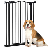 Extra Tall Dog Gate with Door, Pressure Fit, Auto Close, Double Locking for Doorways Hallways Stairs, 29"-32", Black
