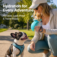 Portable Dog Water Bottle, 285ml BPA Free PETG Pet Travel Water Bottle With Foldable Silicone Bowl, Leak Proof Hands-Fre