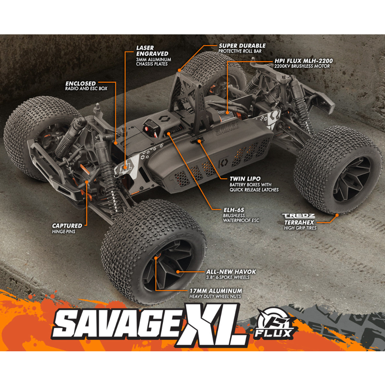 HPI Savage XL FLUX GTXL-6 1/8 4WD RTR Brushless Monster Truck