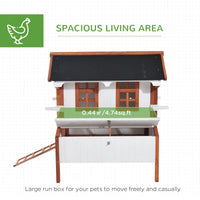 47" Chicken Coop, Wooden Chicken House Raised Rabbit Hutch with Waterproof Roof, Nesting Box and Handles for 3-5 Hens, P