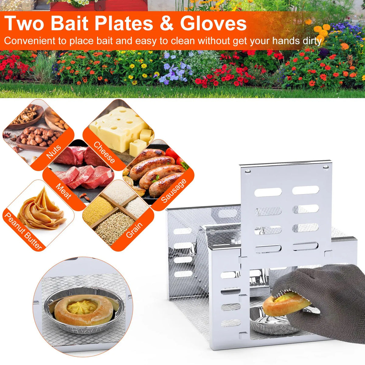 2Pcs Humane Rat Trap Catch and Release Live Mouse Cage Traps with Automatic Continuous Cycle Trapping for Chipmunk Roden