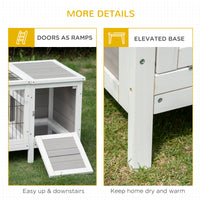 Rabbit Hutch, Bunny Cage, Guinea Pig House with Pull-Out Tray, and Divided Board for Indoor, White