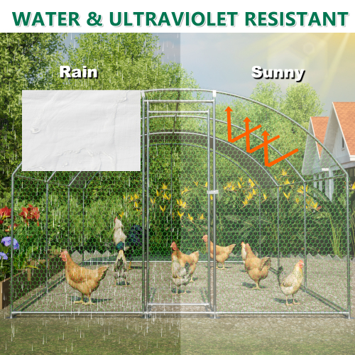 Large Chicken Coop Metal Chicken Track With Waterproof And UV Cover, Dome Shape Walk-In Fence Chicken Coop For Outdoor A
