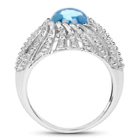 3.65 Carat Genuine Swiss Blue Topaz .925 Sterling Silver Ring
