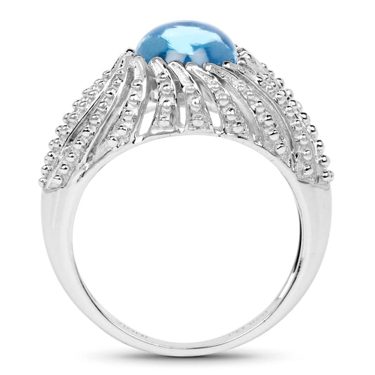 3.65 Carat Genuine Swiss Blue Topaz .925 Sterling Silver Ring