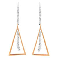 14K Rose and White Gold 3/8 Cttw Diamond Windchime Drop and Dangle Earring (G-H Color, SI1-SI2 Clarity)