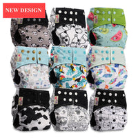 Modern 9/6PCS Set Bamboo Charcoal Washable Real Cloth Pocket NappiesFor Baby Boys and Girls Diaper Set In Modern Design - BIG FRENCHIES